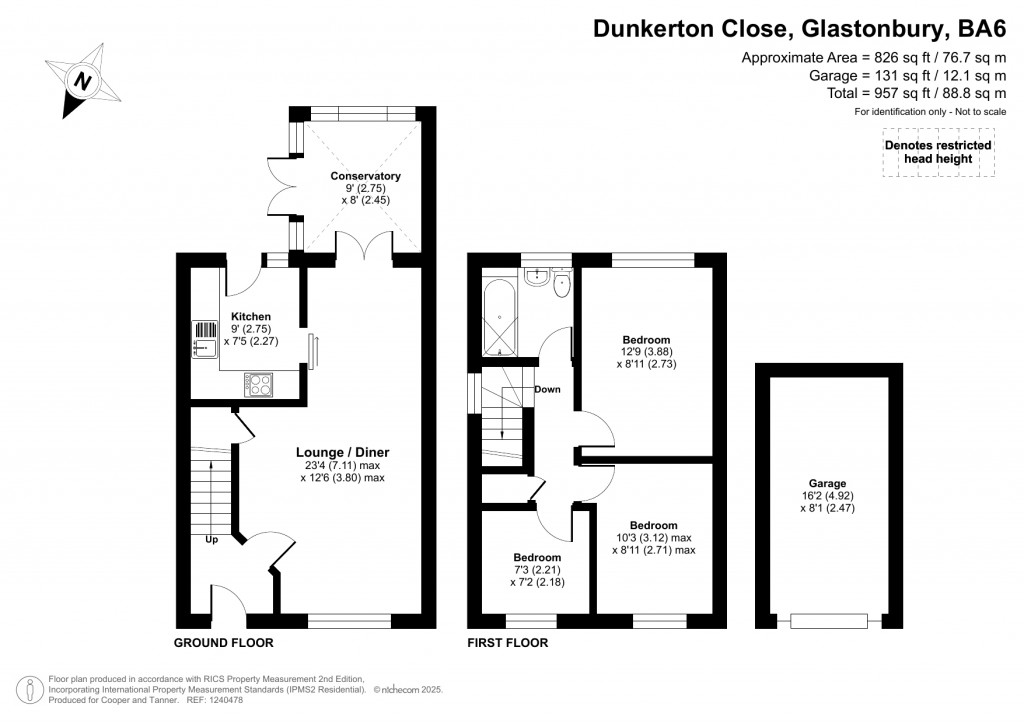 Floorplans For Dunkerton Close, Glastonbury, Somerset