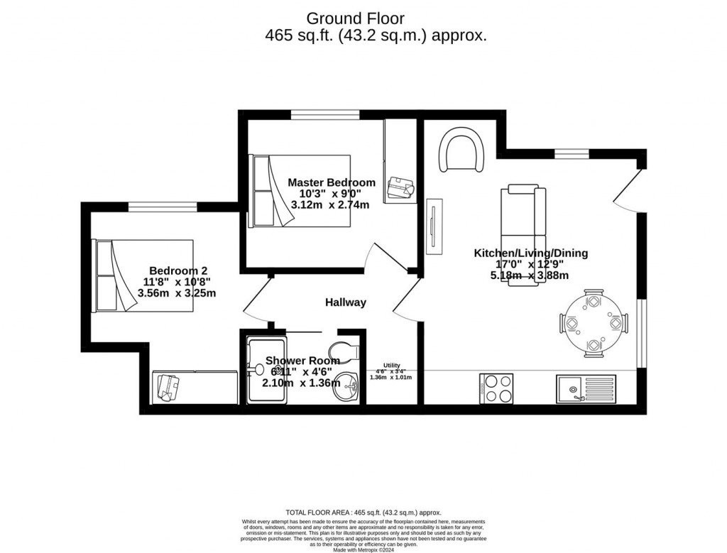 Floorplans For Apartment 3, 47/48 North Bar Street, Banbury