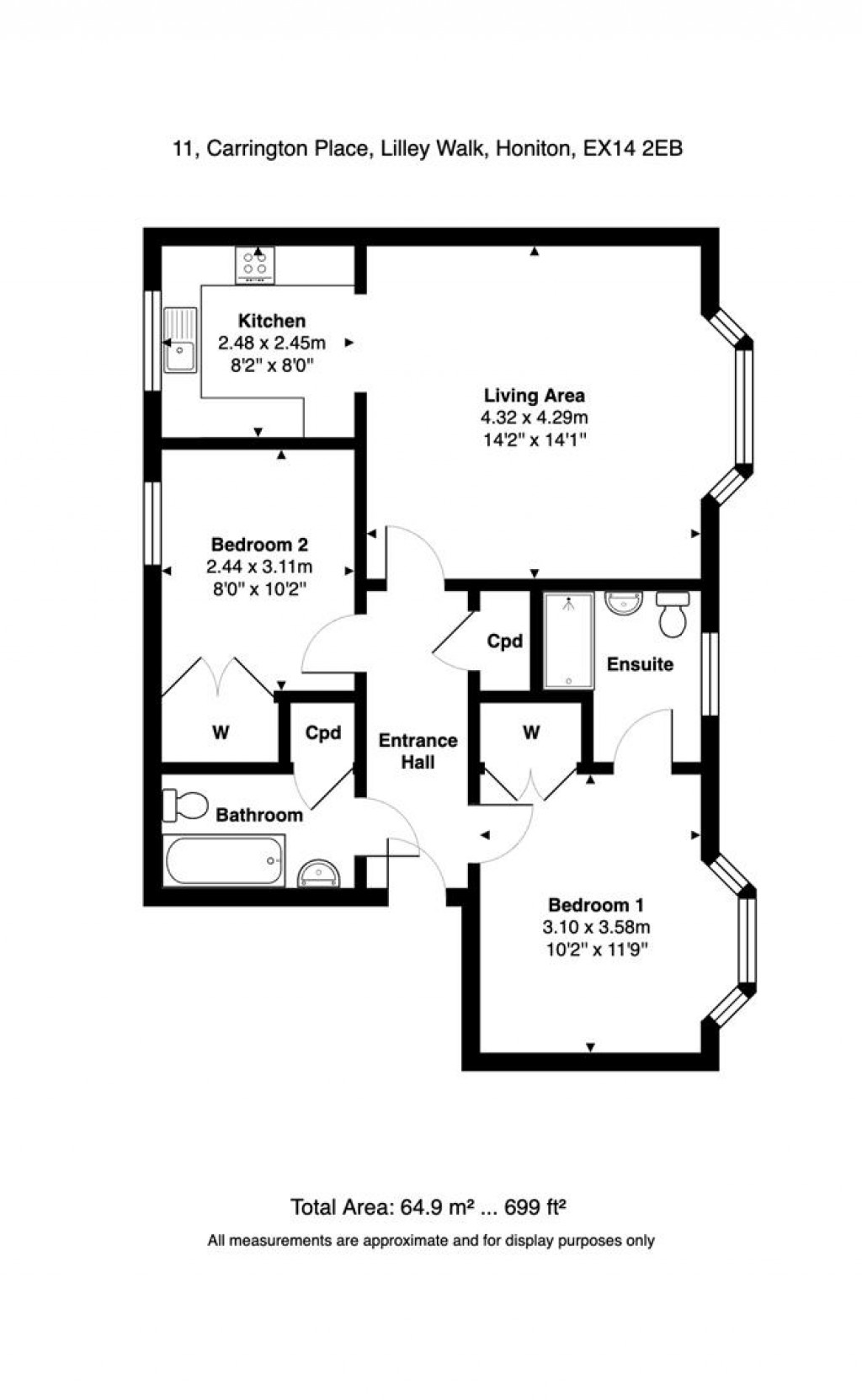 Floorplans For Carrington Place, Lilley Walk, Honiton