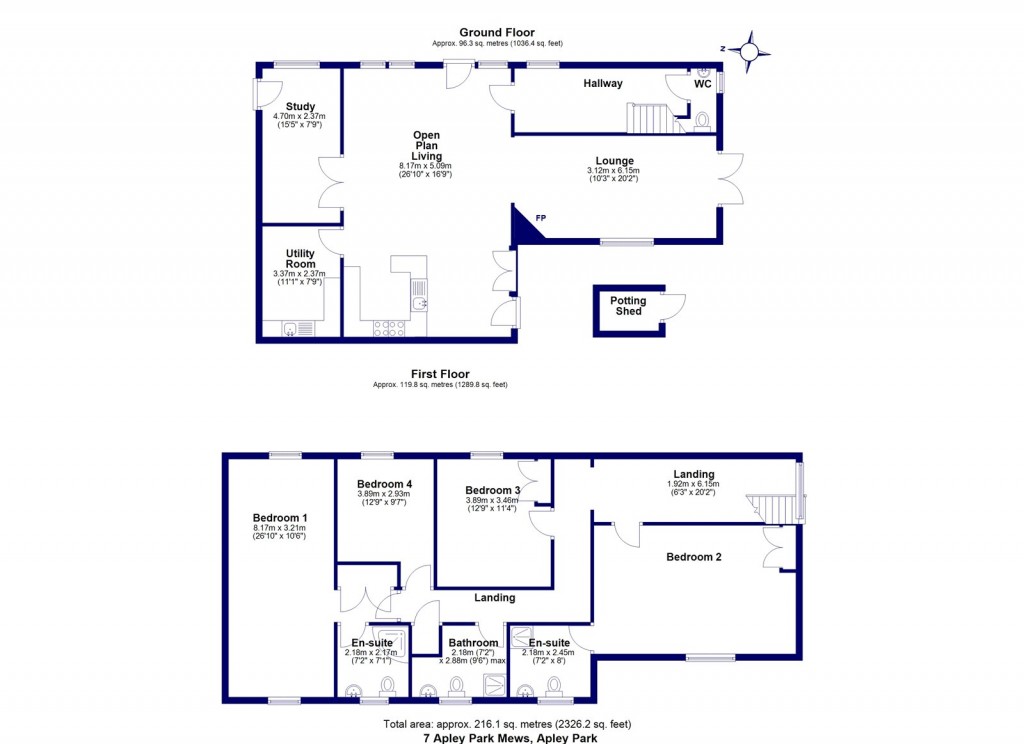 Floorplans For Apley Park, Bridgnorth, Shropshire