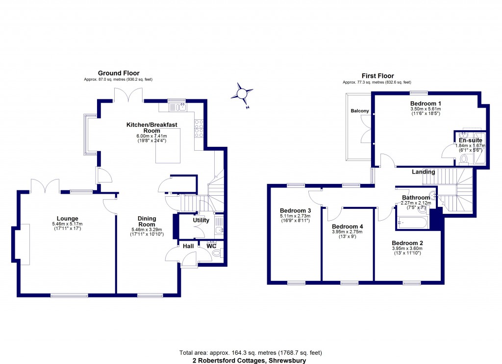 Floorplans For Robertsford Cottage, Preston Street, Shrewsbury