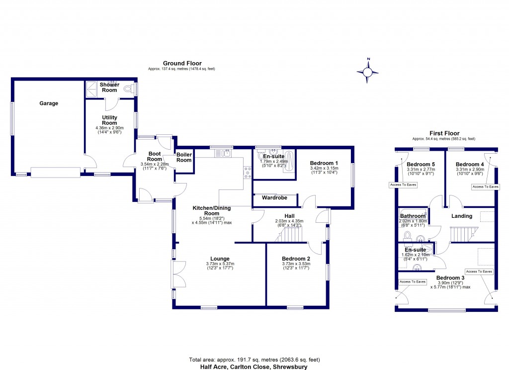 Floorplans For Carlton Close, Bicton Heath, Shrewsbury