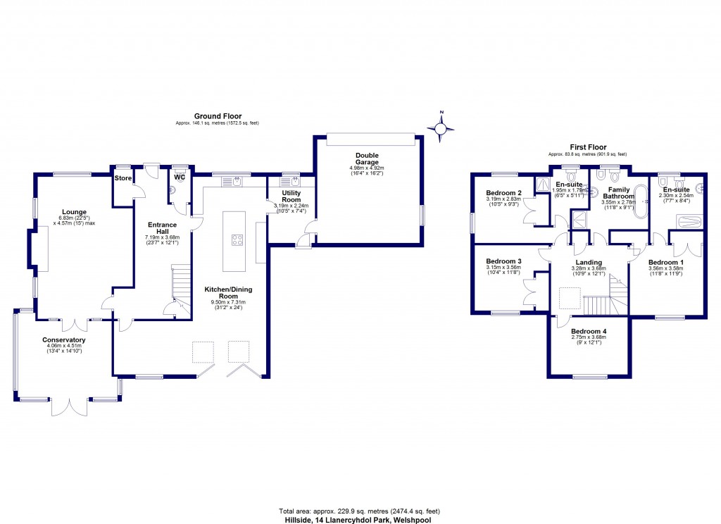 Floorplans For Llanerchydol Park, Llanerchydol, Welshpool