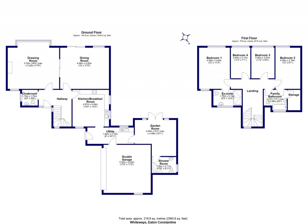 Floorplans For Garmston, Eaton Constantine, Shrewsbury