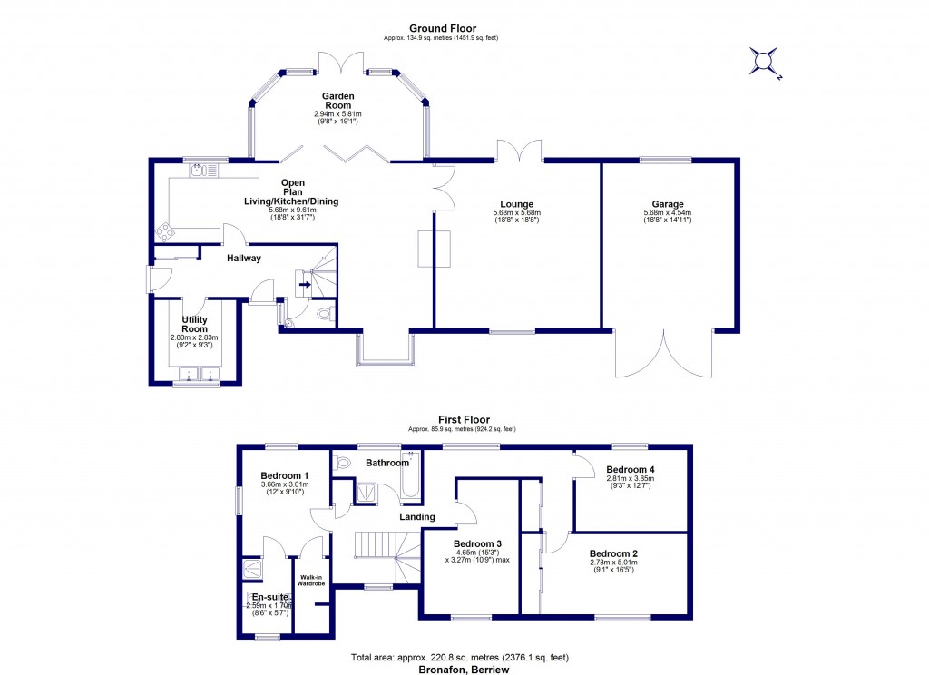 Floorplans For Berriew, Welshpool, Powys