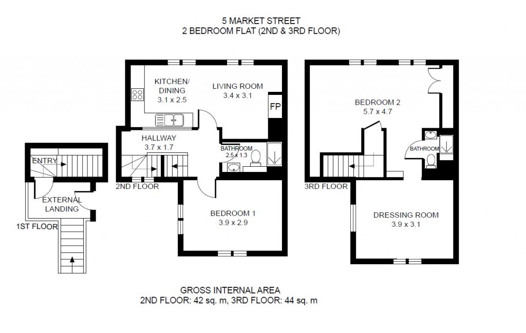 Floorplans For Market Street, Ludlow, Shropshire