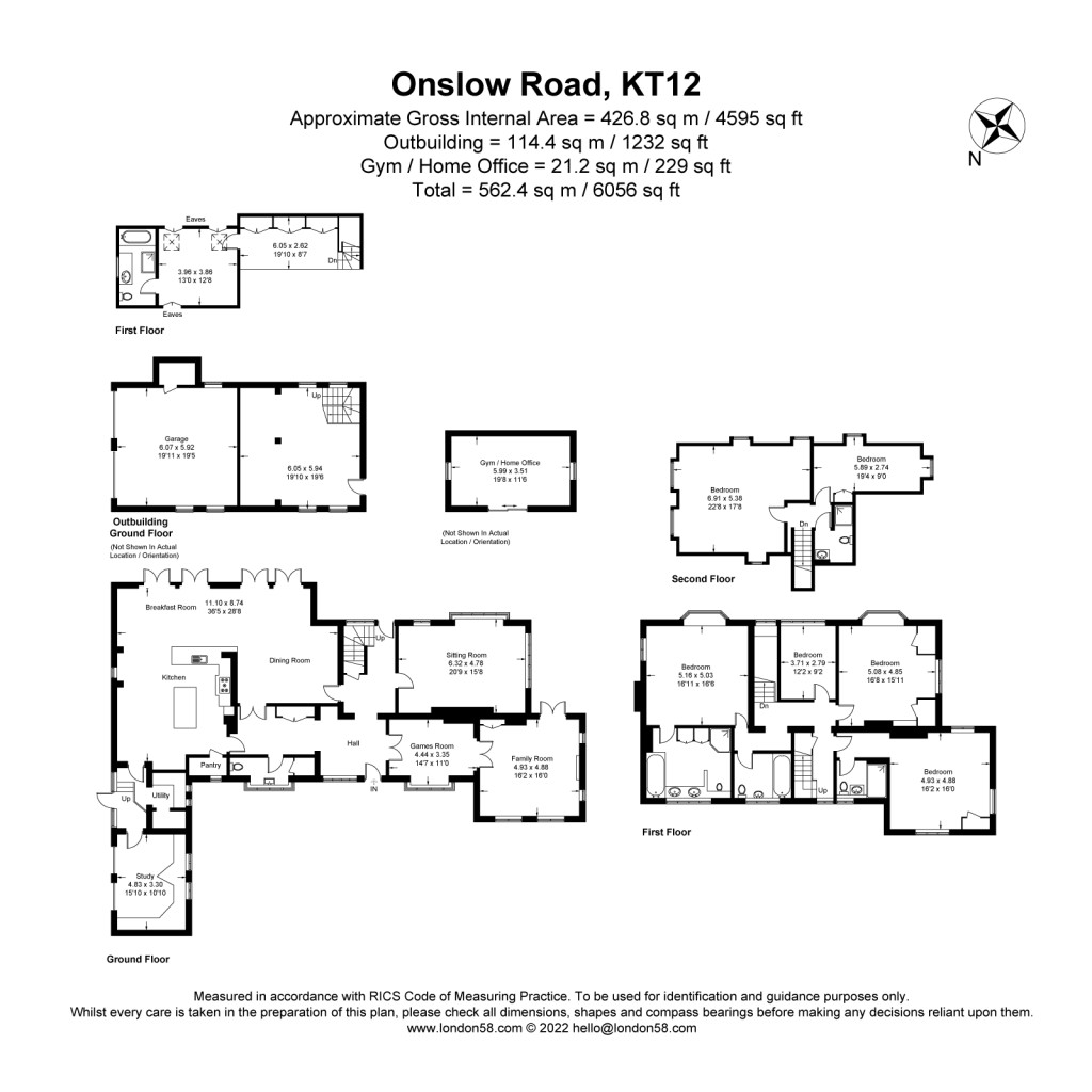 Floorplans For Onslow Road, Burwood Park, Walton-on-Thames, KT12