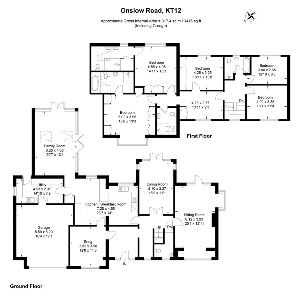 Floorplans For Onslow Road, Burwood Park, Walton-on-Thames, KT12