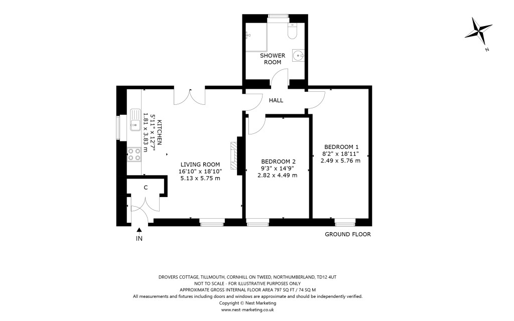 Floorplans For Drovers Cottage, Tillmouth, Cornhill On Tweed, Northumberland