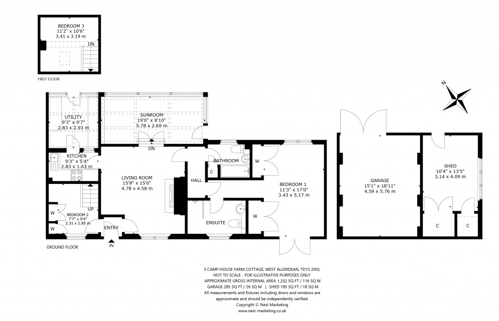 Floorplans For Camp House Farm Cottage,, West Allerdean, Berwick-Upon-Tweed, Northumberland