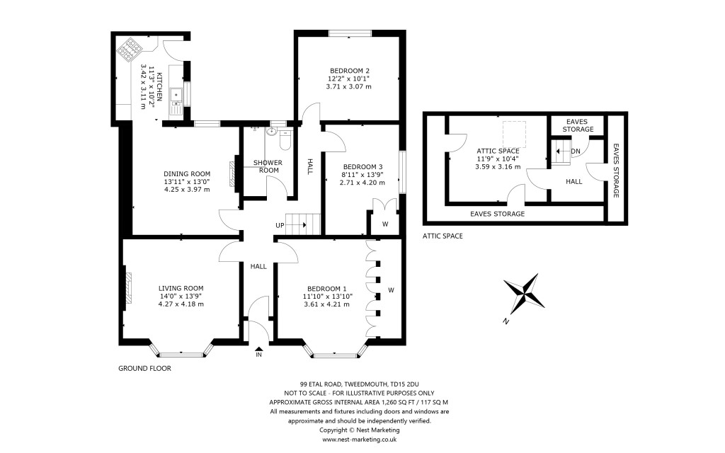 Floorplans For Etal Road, Tweedmouth, Berwick-upon-Tweed, Northumberland