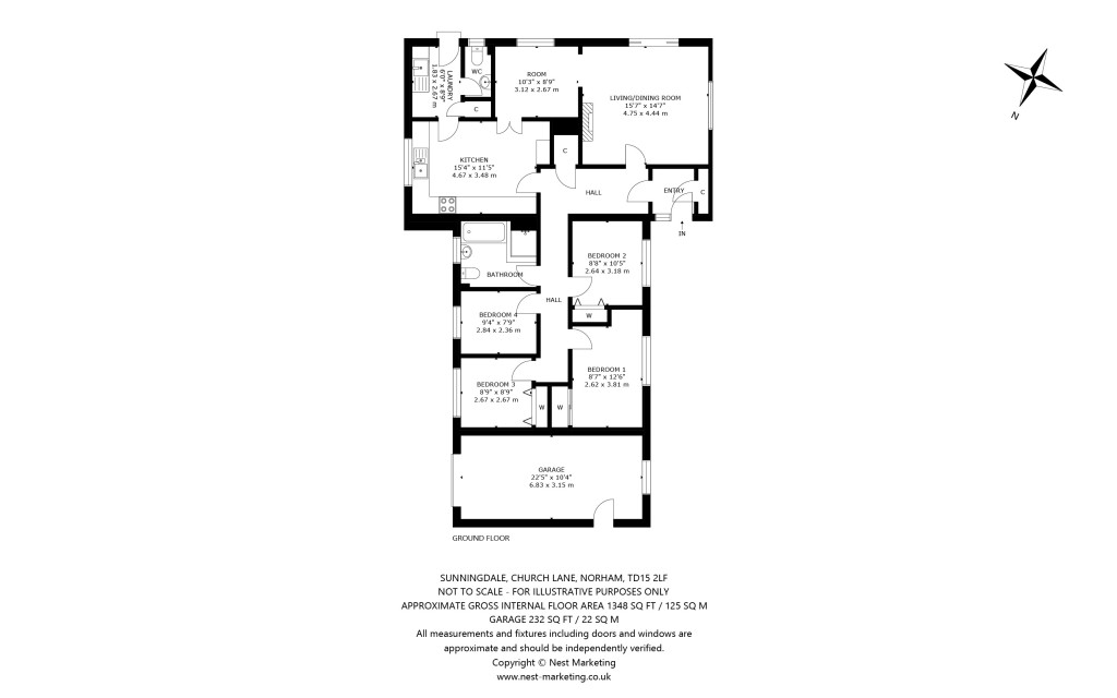 Floorplans For Sunningdale, Church Lane, Norham, Northumberland