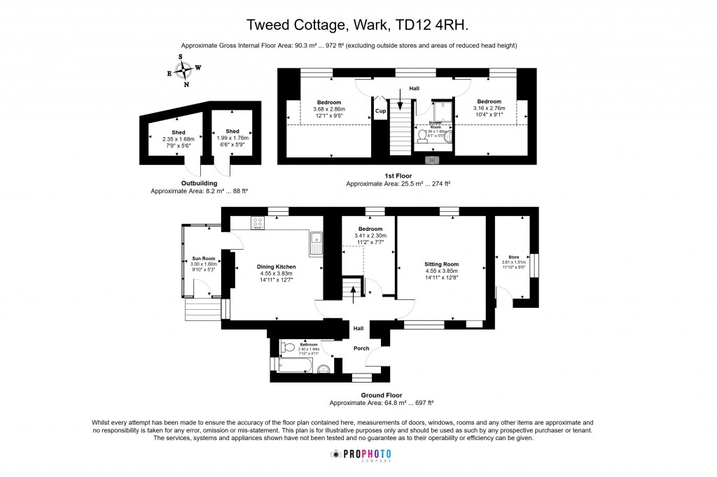 Floorplans For Tweed Cottage, Wark, Northumberland