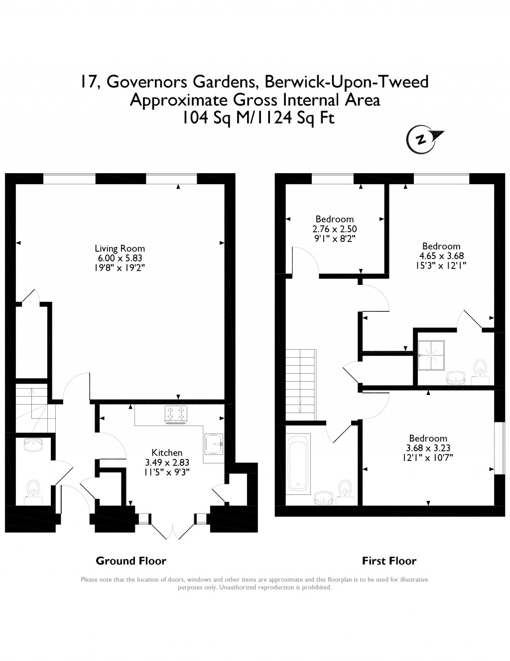 Floorplans For Governors Gardens, Berwick-upon-Tweed, Northumberland