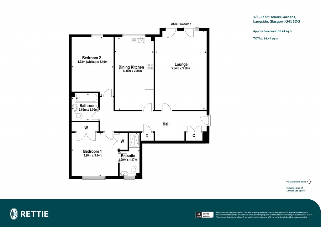 Floorplans For 1/1, St Helens Gardens, Langside, Glasgow