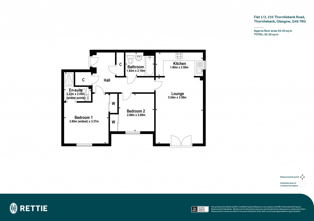 Floorplans For Flat 1/2, Thornliebank Road, Thornliebank, Glasgow