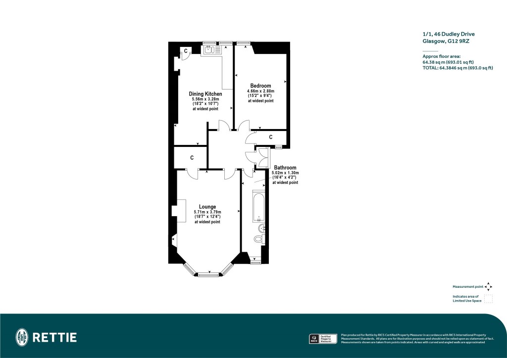 Floorplans For 1/1, Dudley Drive, Hyndland, Glasgow