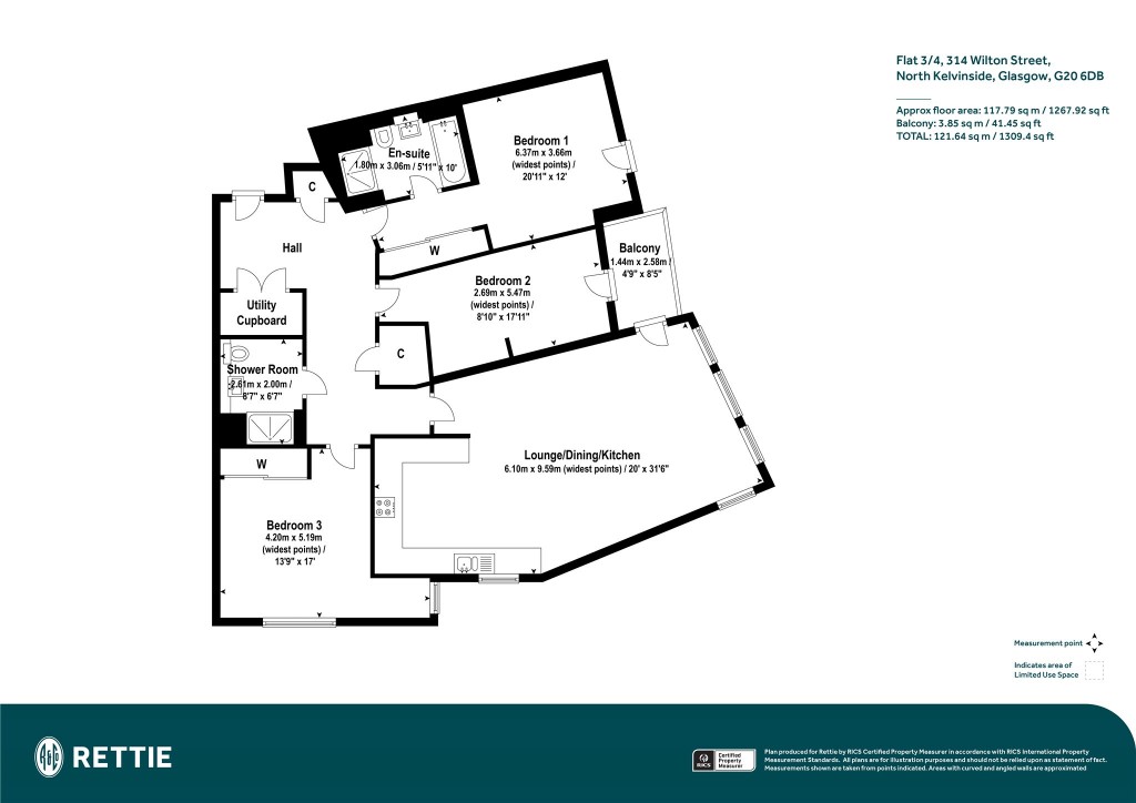 Floorplans For Flat 3/4, Wilton Street, North Kelvinside, Glasgow