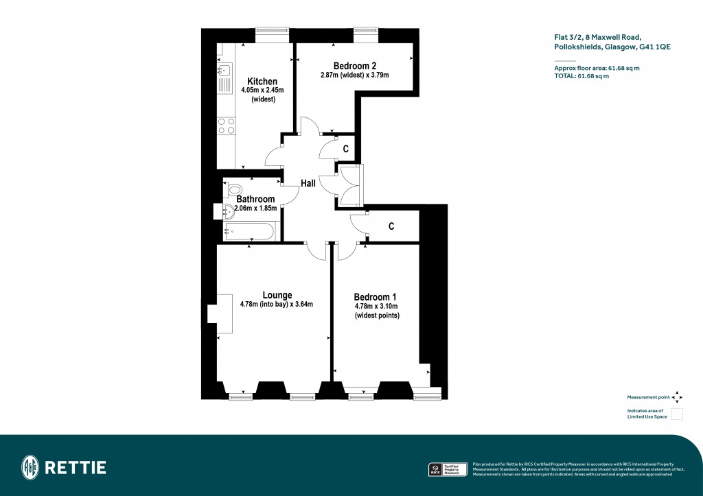 Floorplans For Flat 3/2, Maxwell Road, Glasgow