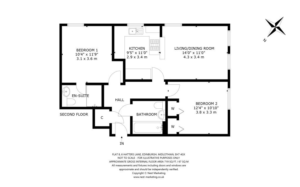 Floorplans For Flat 8, Hatters Lane, Edinburgh, Midlothian