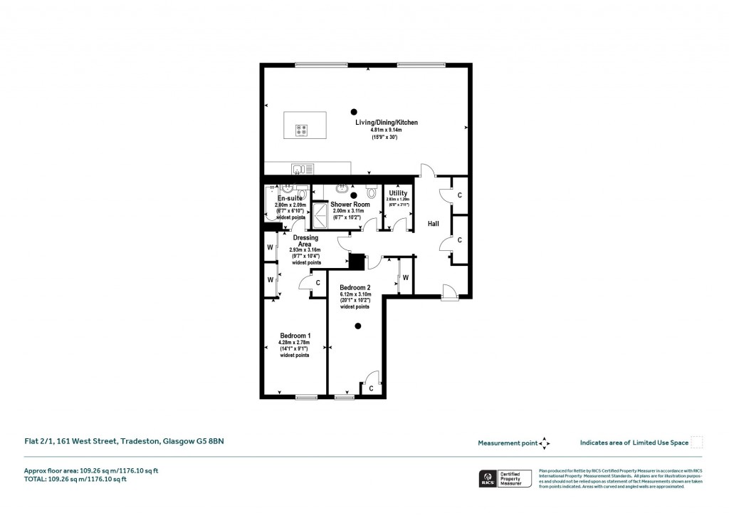 Floorplans For Flat 2/1, West Street, Tradeston, Glasgow City