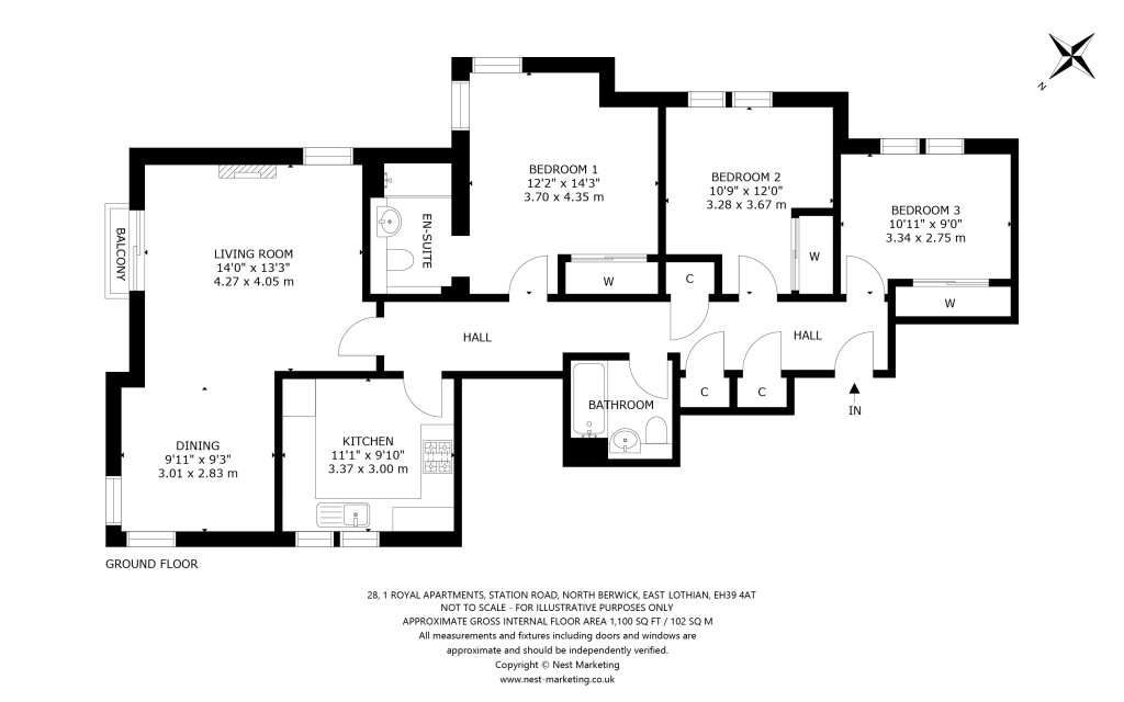 Floorplans For 28, Royal Apartments, Station Road, North Berwick, East Lothian