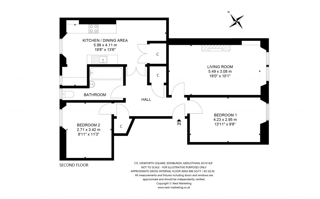 Floorplans For 7/5, Viewforth Square, Edinburgh, Midlothian