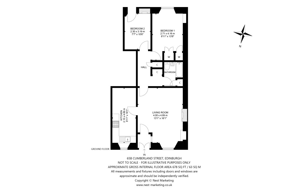 Floorplans For 65B, Cumberland Street, Edinburgh, Midlothian