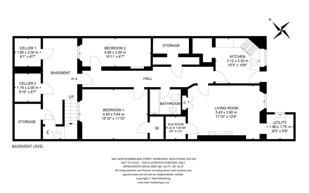 Floorplans For 56A, Northumberland Street, Edinburgh, Midlothian