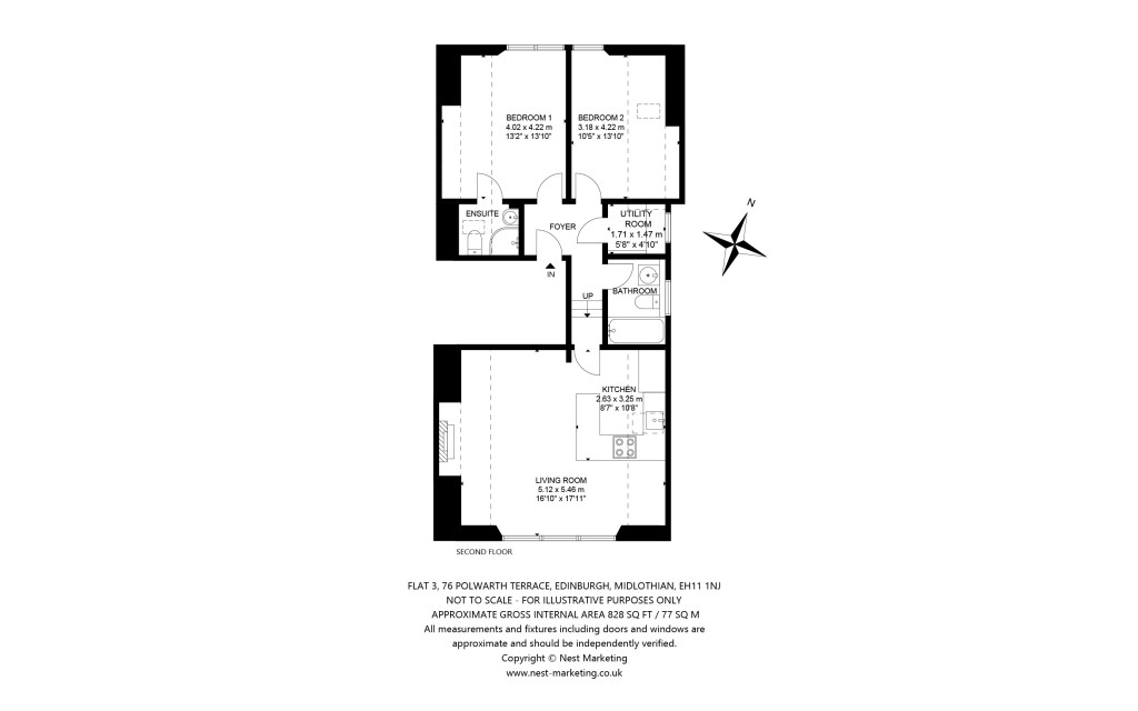 Floorplans For Flat 3, Polwarth Terrace, Edinburgh, Midlothian