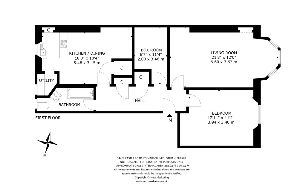 Floorplans For 344/1, Easter Road, Edinburgh, Midlothian