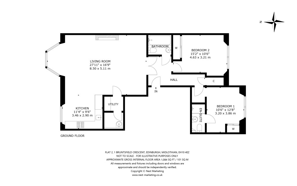 Floorplans For Flat 2, Bruntsfield Crescent, Edinburgh, Midlothian