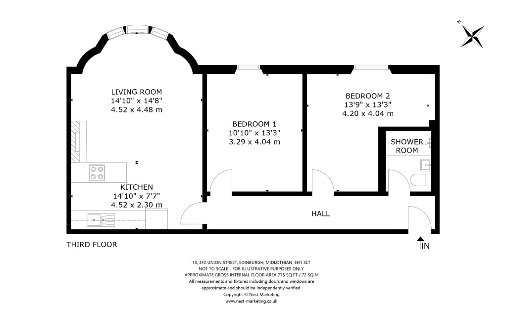 Floorplans For 13, Union Street, Edinburgh, Midlothian