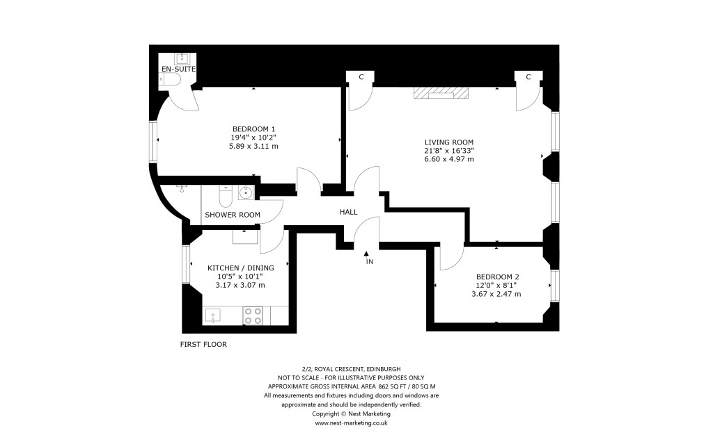 Floorplans For 2/2 (1F), Royal Crescent, Edinburgh, Midlothian