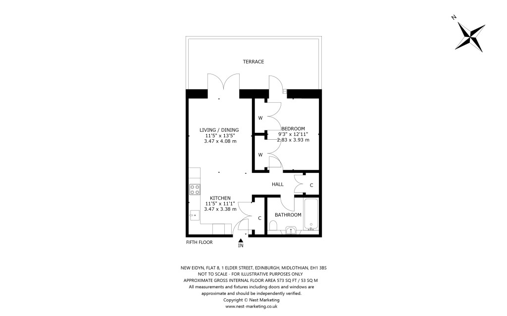 Floorplans For Flat 8 (Pavilion C), Elder Street, Edinburgh, Midlothian