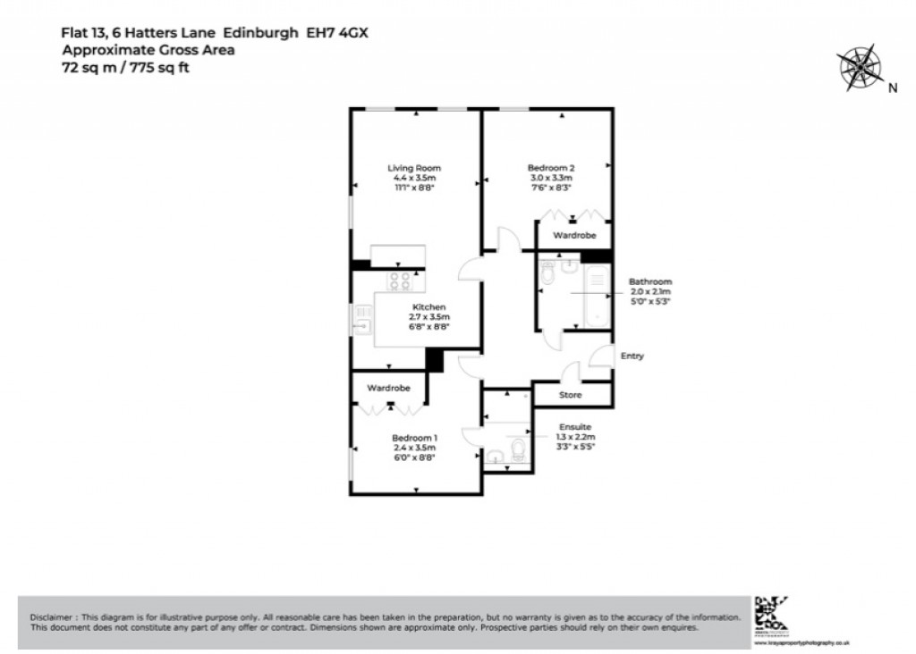 Floorplans For Flat 13, Hatters Lane, Edinburgh, Midlothian