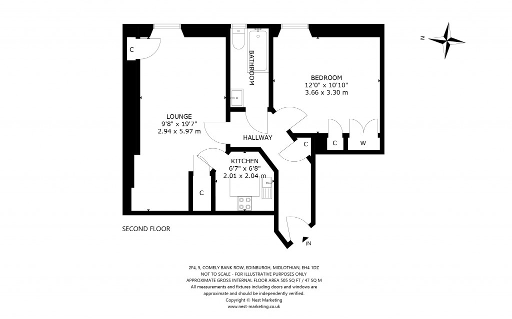 Floorplans For 2f4, 5, Comely Bank Row, Edinburgh, Midlothian