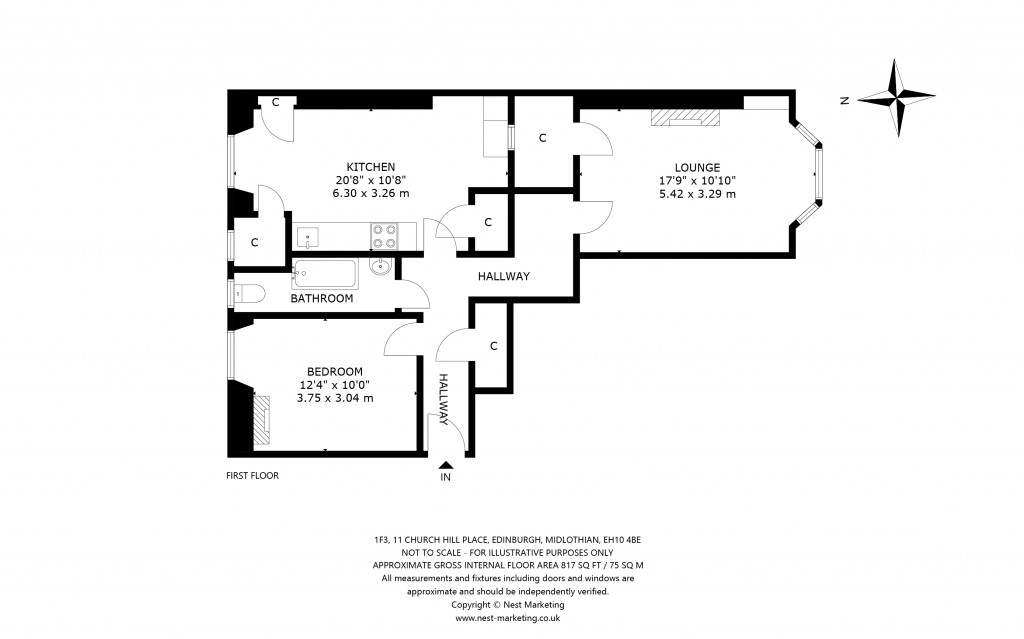 Floorplans For 1F3, Church Hill Place, Edinburgh, Midlothian