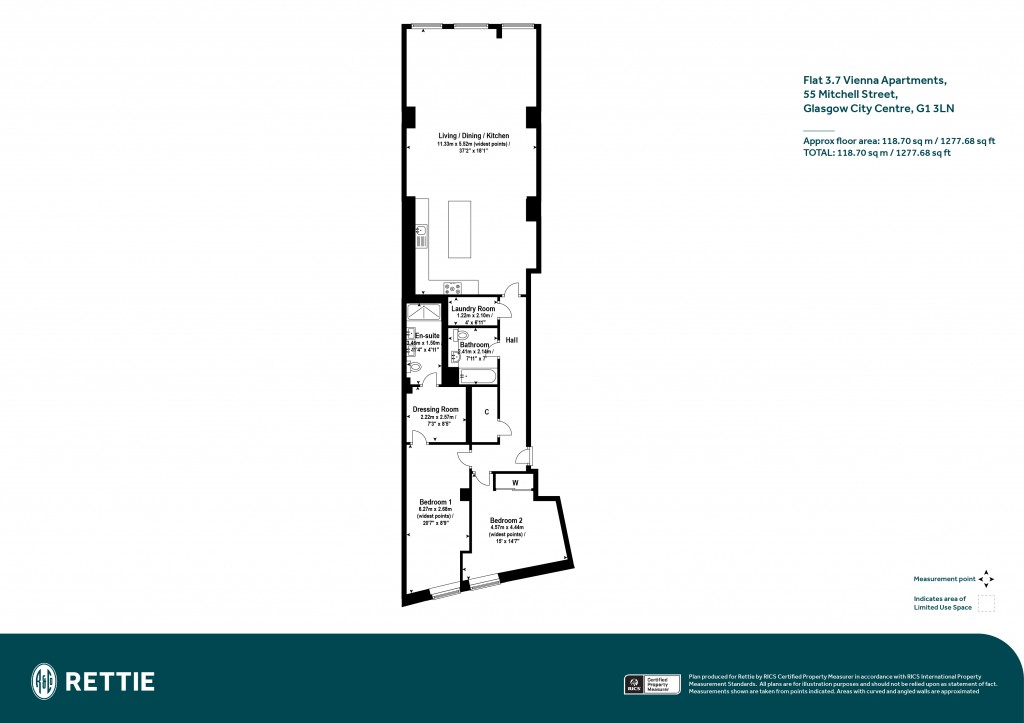 Floorplans For Flat 3.7 Vienna Apartments, Mitchell Street, City Centre, Glasgow