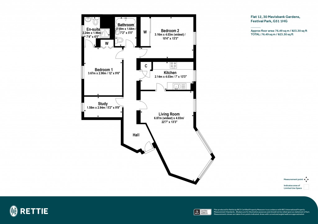 Floorplans For Flat 12, Mavisbank Gardens, Festival Park, Glasgow