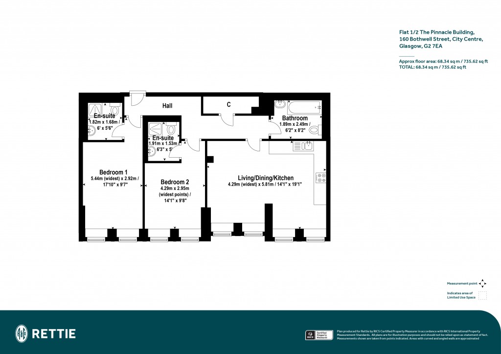 Floorplans For Flat 1/2 The Pinnacle Building, Bothwell Street, City Centre, Glasgow