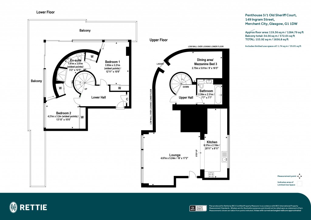 Floorplans For Penthouse 3/1 Old Sheriff Court, Ingram Street, Merchant City, Glasgow