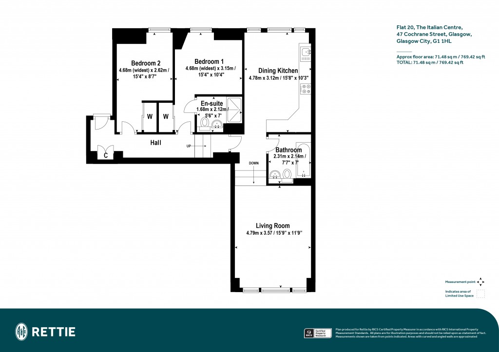 Floorplans For Flat 20, The Italian Centre, Cochrane Street, Merchant City, Glasgow