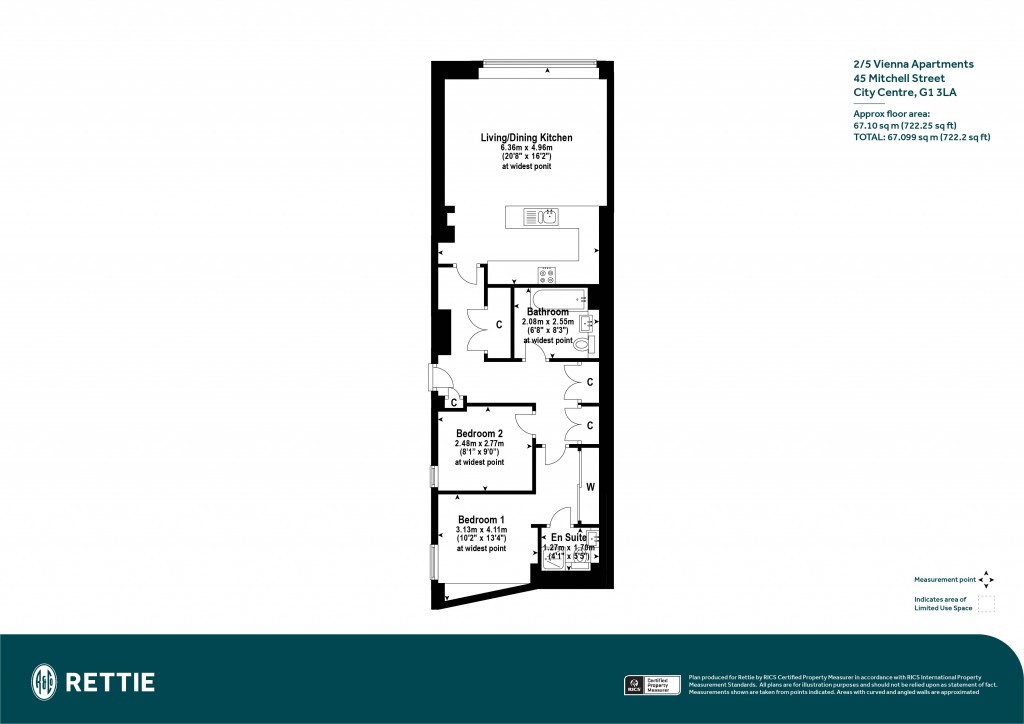 Floorplans For Flat 2/5 Vienna Apartments, Mitchell Street, City Centre, Glasgow