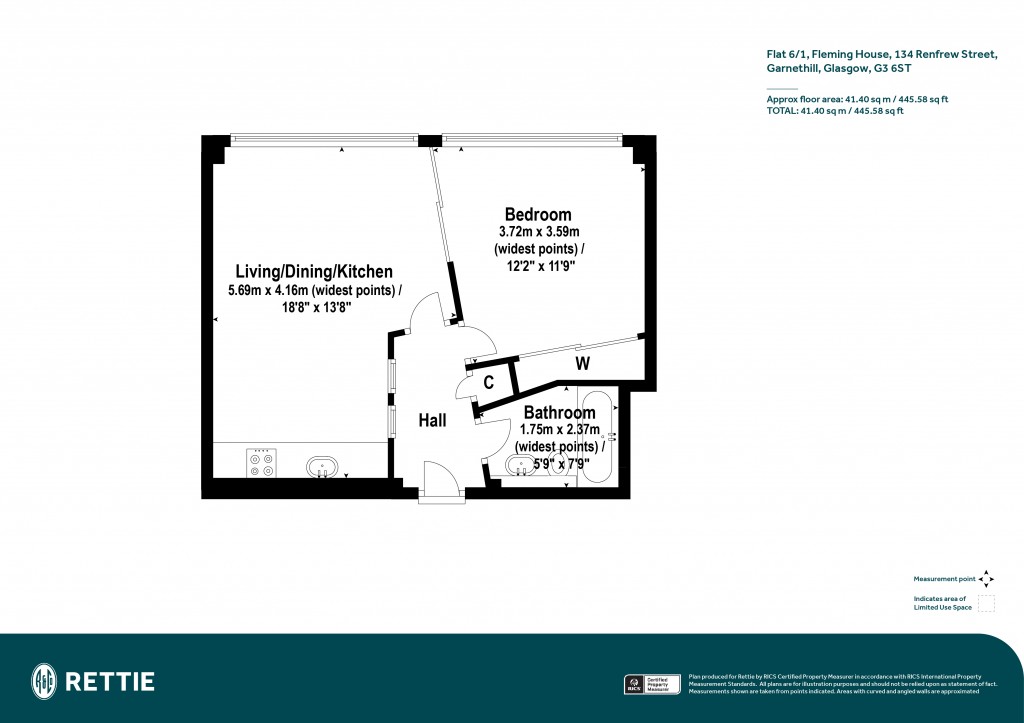 Floorplans For Flat 6/1, Fleming House, Renfrew Street, Garnethill, Glasgow