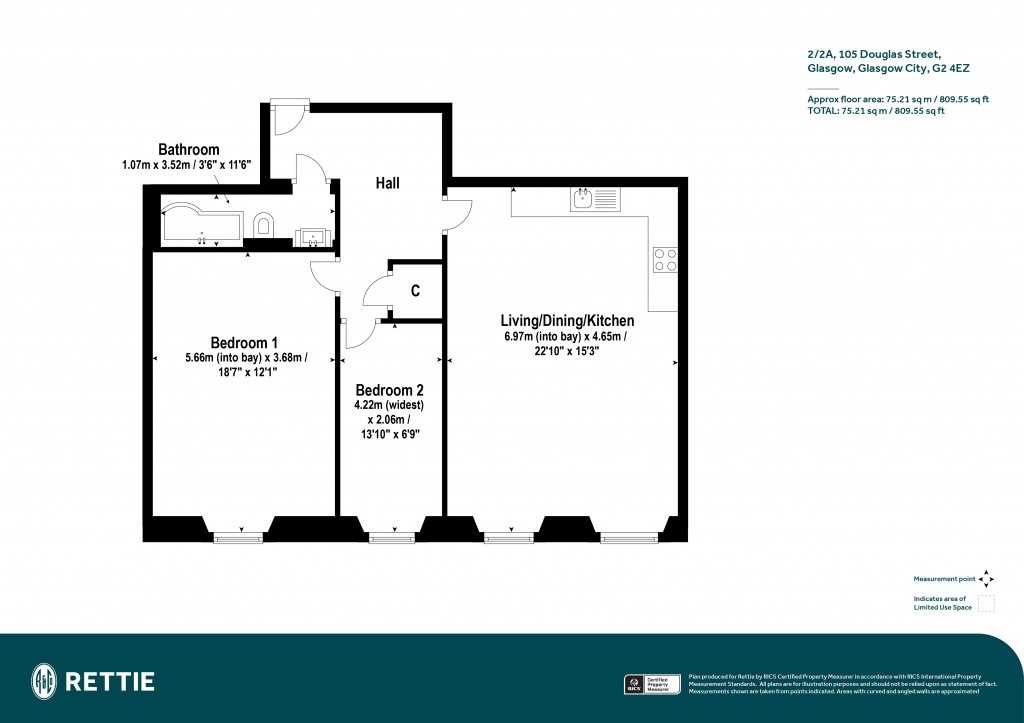 Floorplans For Flat 2/2A, Douglas Street, Blythswood Hill, Glasgow City