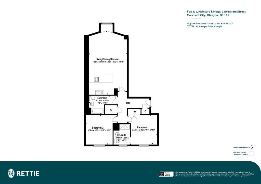 Floorplans For Flat 3/1 McIntyre & Hogg, Ingram Street, Merchant City, Glasgow