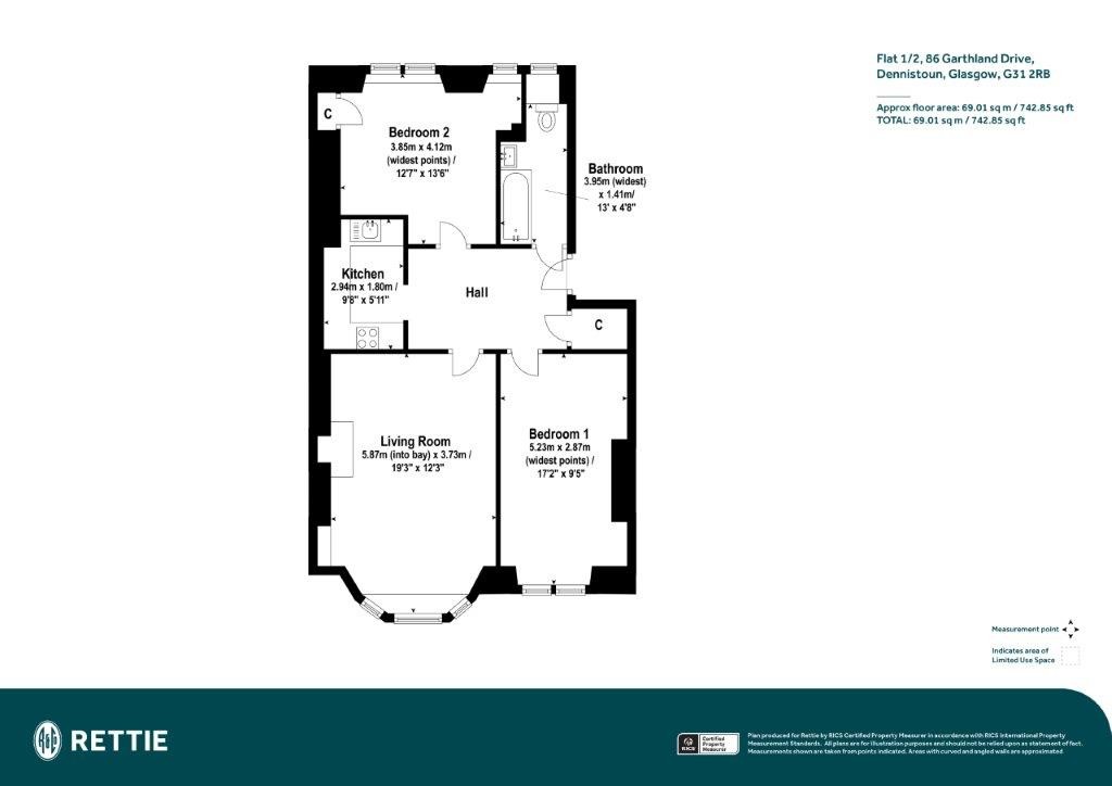 Floorplans For Flat 1/2, Garthland Drive, Dennistoun, Glasgow City