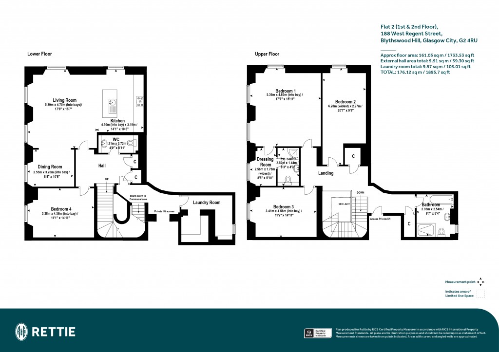 Floorplans For Flat 2 (1st & 2nd Floor), West Regent Street, Blythswood Hill, Glasgow City