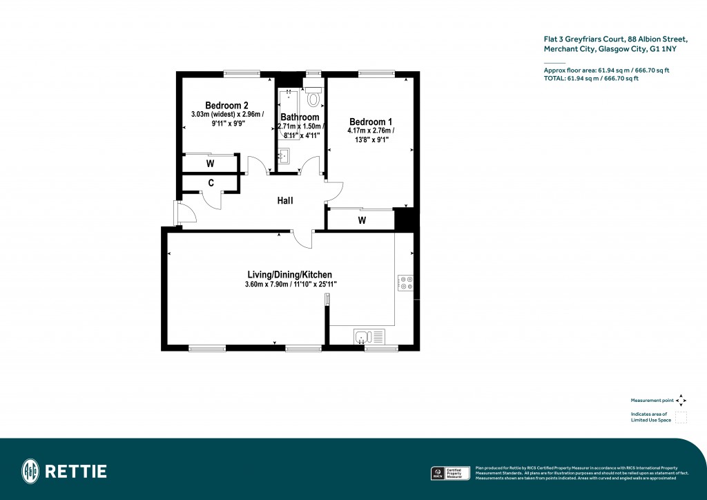 Floorplans For Flat 3 Greyfriars Court, Albion Street, Merchant City, Glasgow City